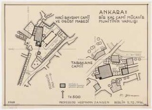 Gesamtbebauungsplan Ankara Teilbebauungsplan Moscheen: Lageplan von 2 Moscheen 1:500