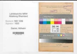 Entnazifizierung Wilhelm Damm , geb. 16.03.1915 (Kaufmann)