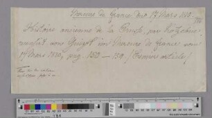 Notizzettel an Charles de Villers