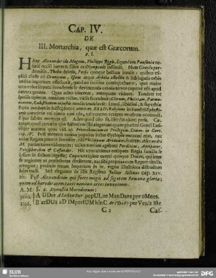 Cap. IV. De III. Monarchia, quae est Graecorum