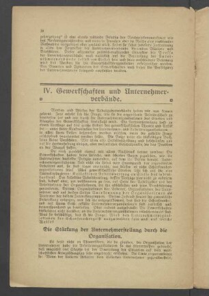 IV. Gewerkschaften und Unternehmerverbände