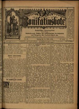 Erste Ausgabe vom Sonntag, den 19. März 1916.