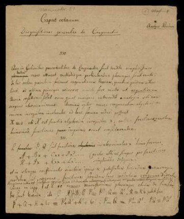 Analysis residuorum. Caput octavum. Disquisitiones generales de Congruentiis. [330 - 375] (Ansetzungssachtitel von Bearbeiter/in), Ohne Ort, vermutlich 1797 - 1798 : Analysis residuor. Caput octauum. Disquisitiones generales de Congruentiis. [330 - 375]