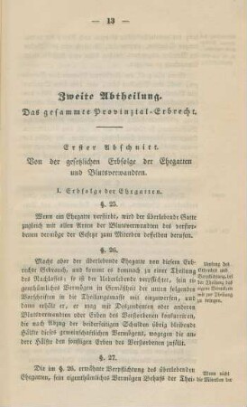 Zweite Abtheilung. Das gesammte Provinzial-Erbrecht.