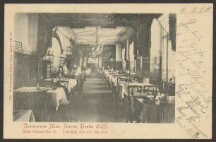 Ansichtskarte „Restaurant Max Zabel“, Belle-Alliance-Straße [1/2]