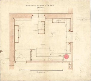 Littmann, Max; Archiv Littmann, Mappe 6, Interieurs - Arbeitszimmer des Herrn Dr. M. Bachl in Pfarrkirchen (Grundriss)