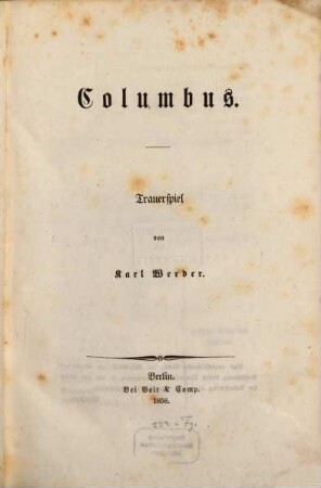 Columbus : Trauerspiel
