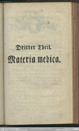 Dritter Theil. Materia medica