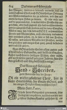 Das Neun und siebenzigste Send-Schreiben