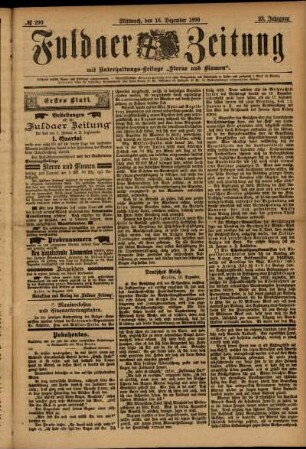Erste Ausgabe vom Mittwoch, den 16. Dezember 1896.