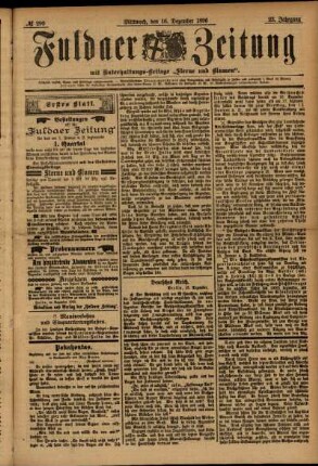 Erste Ausgabe vom Mittwoch, den 16. Dezember 1896.