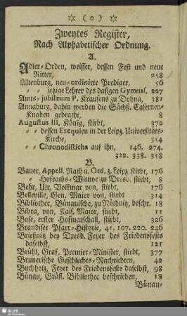 Zweytes Register, Nach Alphabetischer Ordnung