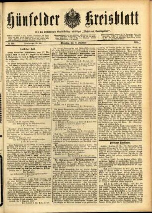 Ausgabe vom Dienstag, den 15. Dezember 1914.