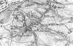 Triebischtal-Rothschönberg. Bleymühle, Ausschnitt aus: Situationskarten von den Kriegsschauplätzen des 7jährigen Krieges, Bl. Meißen-Freiberg?, 1805 (Sign.: VIII 57)