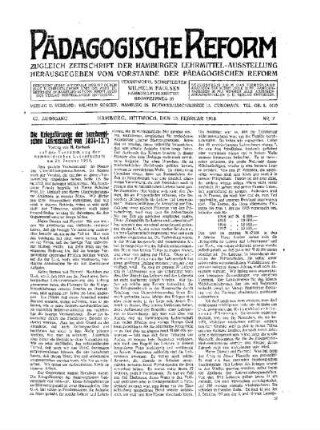 Die Kriegsfürsorge der hamburgischen Lehrerschaft von 1814-17