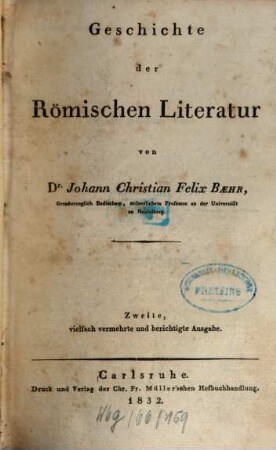 Geschichte der Römischen Literatur, [1]