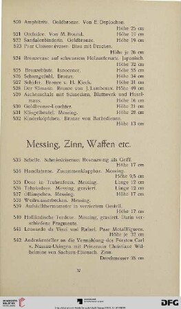 Messing, Zinn, Waffen etc. (Nr. 533-575)