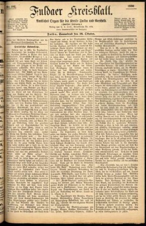 Erste Ausgabe vom Samstag, den 16. Oktober 1880.
