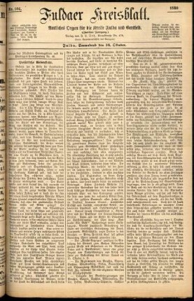 Erste Ausgabe vom Samstag, den 16. Oktober 1880.