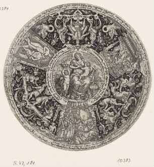 Medallion mit Caritas, Blatt 4 der Folge "Entwürfe für reich ornamentierte Teller mit Medaillons"