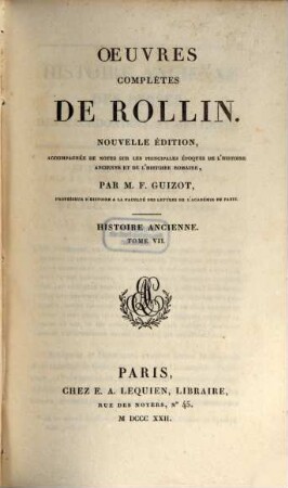 Oeuvres complètes de Rollin, 11. Histoire ancienne ; 7