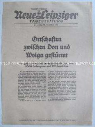 Extrablatt der "Neuen Leipziger Tageszeitung" u.a. zu Kampfhandlungen bei Toropez
