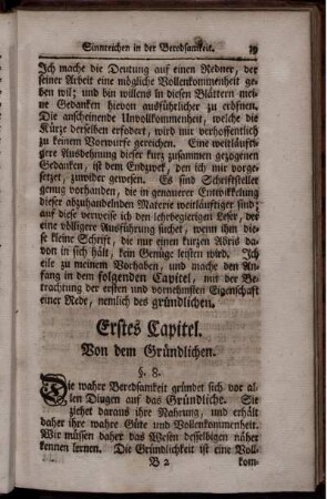 Erstes Capitel. Von dem Gründlichen.