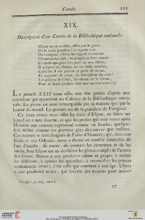 XIX. Description d’un Camée dela Bibliothèque nationale