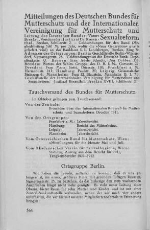 Mitteilungen des Deutschen Bundes für Mutterschutz und der Internationalen Vereinigung für Mutterschutz und Sexualreform
