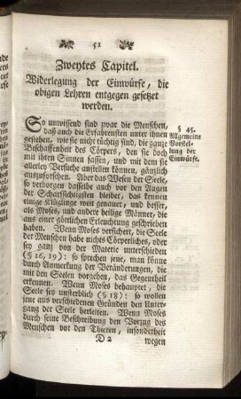 Zweytes Capitel. Widerlegung der Einwürfe, die obigen Lehren entgegen gesetzet werden.