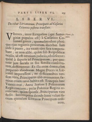 Liber VI, De rebus Lituanorum, Principatu ad Caesarini Columnae posteros translato.