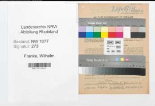 Entnazifizierung Wilhelm Franke , geb. 19.01.1890 ()