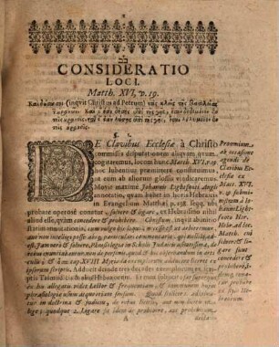Dissertatio Theologica, De Clavibus Ecclesiae : Occasione dicti Matth. XVI,19.