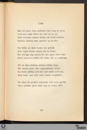 CXIII: Seit ich euch liess verbleibt mein aug im geist