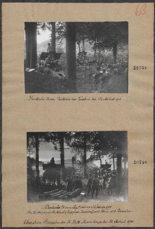 Deutsche 21 cm Batterie vor Verdun bei St. Mihiel (im Hintergrund St. Mihiel, Fußjäger-Kaserne, und Camp des Romains)