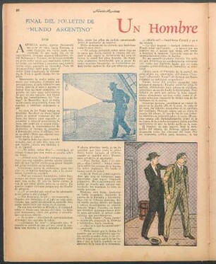 Un hombre en el sendero : Final del folletín de "Mundo Argentino"