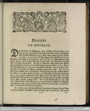 Vorrede des Uebersezers