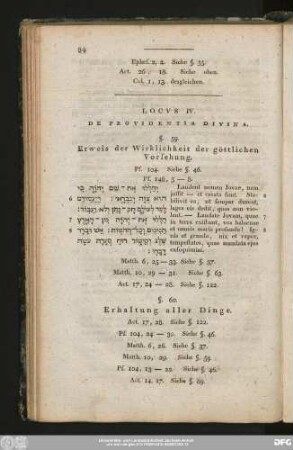 Locus IV. De Providentia Divina.