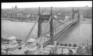 Budapest. Blick vom Blocksberg auf Elisabethbrücke über die Donau : Budapest. Blick vom Blocksberg auf Elisabethbrücke (1897-1903; Aurél Czekelius, Antal Kherndl) über die Donau