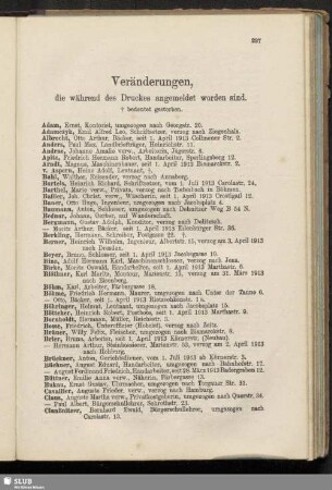 Veränderungen, die während des Druckes angemeldet worden sind