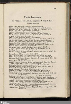 Veränderungen, die während des Druckes angemeldet worden sind