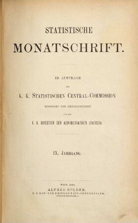 Statistische Monatschrift. 9. 1883