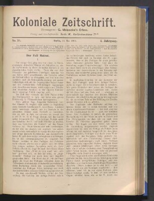 No. 10. Berlin, 14. Mai 1903