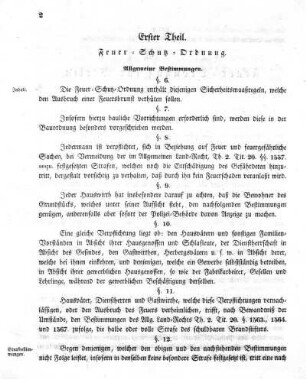 Erster Theil. Feuer-Schutz-Ordnung