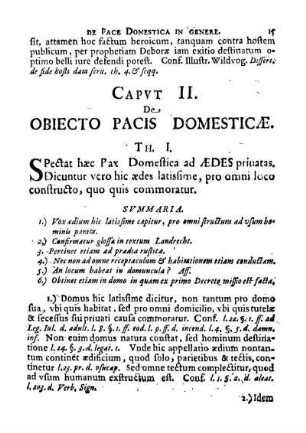 Capvt II. De Obiecto Pacis Domesticæ.