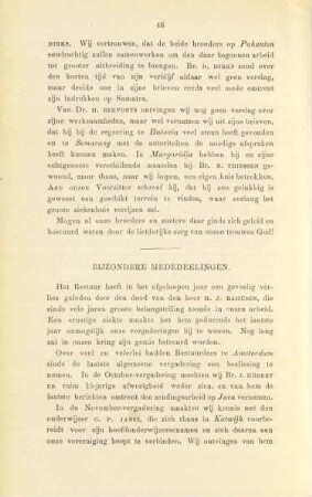 Bijzondere mededeelingen