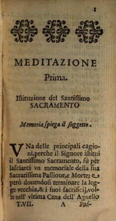 La passione del Signore, 7. Considerata nell'institutione del ss. sacramento
