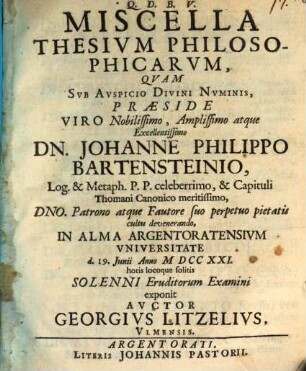 Miscella thesium philosophicarum