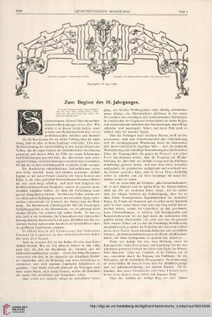 Zum Beginn des 18. Jahrganges