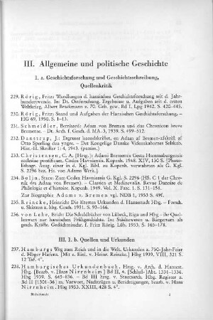 III. Allgemeine und politische Geschichte